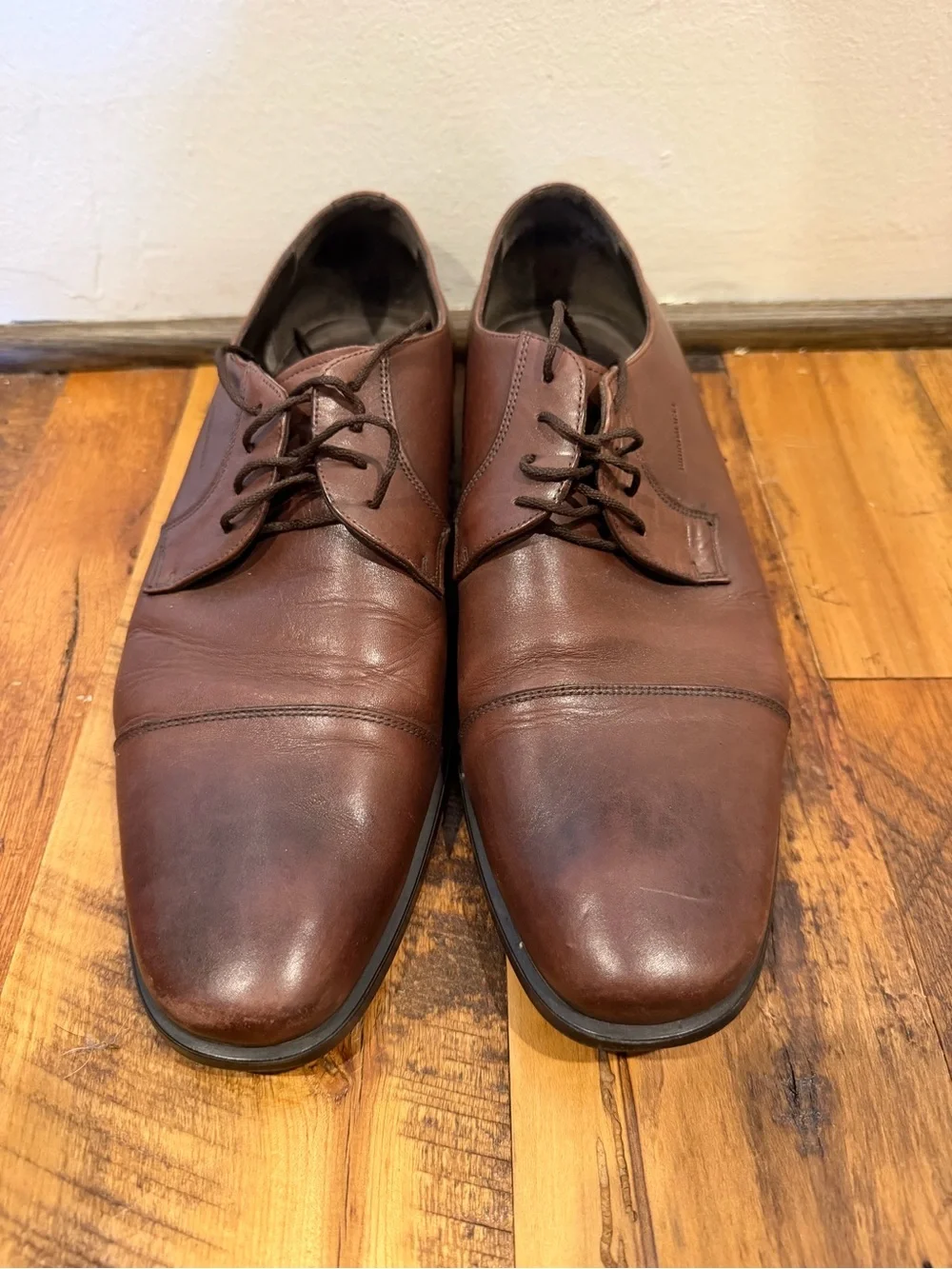 Bruno Magli Ciro leather derby Cap Toe Dress shoes Size 11 Pre Owned Italy